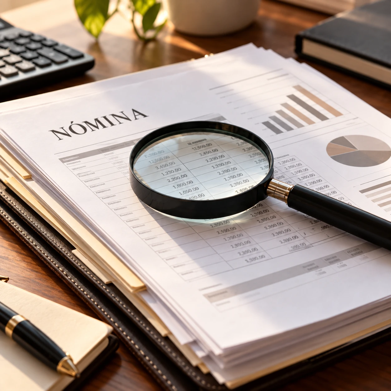 Lupa sobre documentos contables