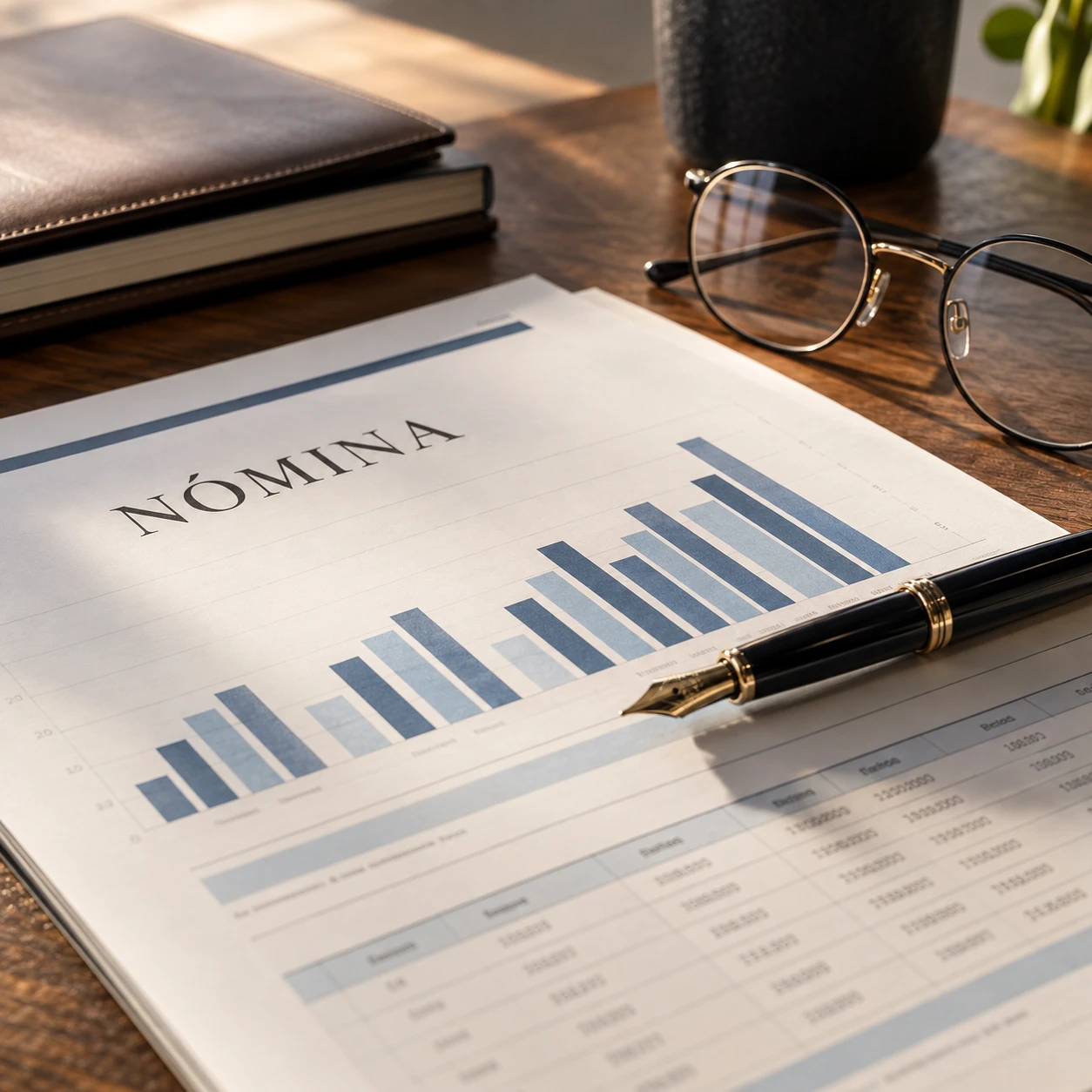 Informe financiero con gráfica de barras