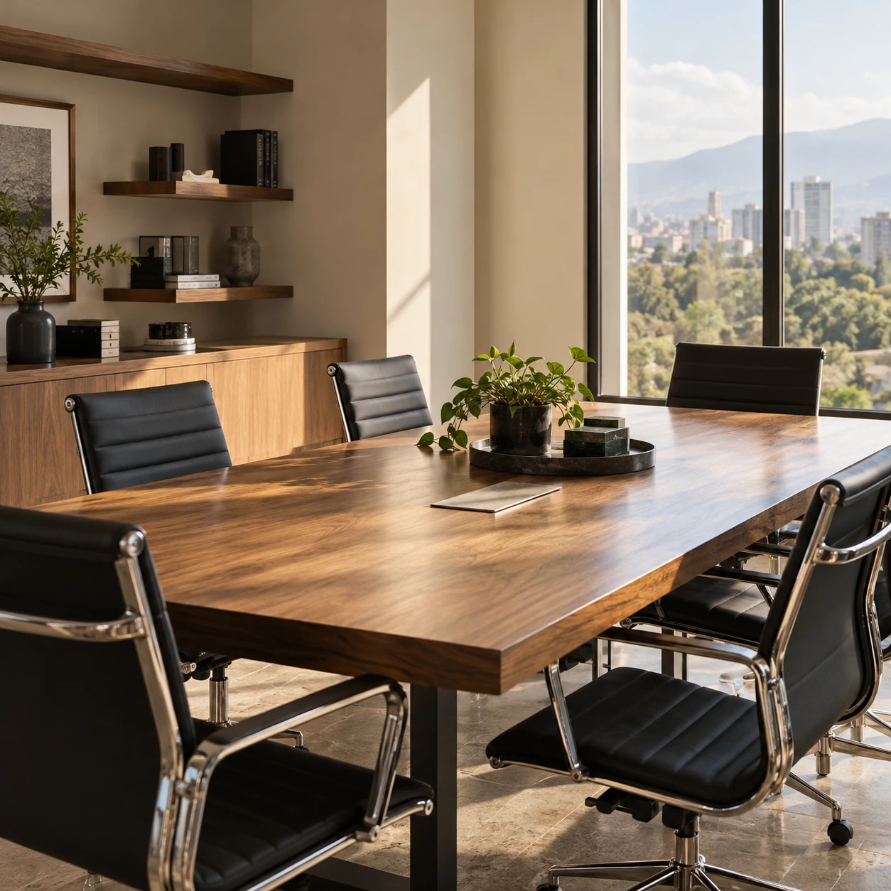 Sala de juntas preparada para una reunión